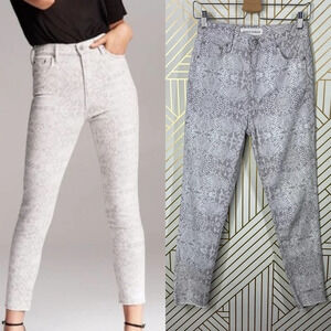 Aritzia Denim Forum Lola Jeans High-Rise Skinny Crop‎ Snake Print White Size 26